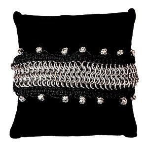 NEW - The Sak Chic Silver Chainmail & Black Cord Adjustable Trendy Bracelet